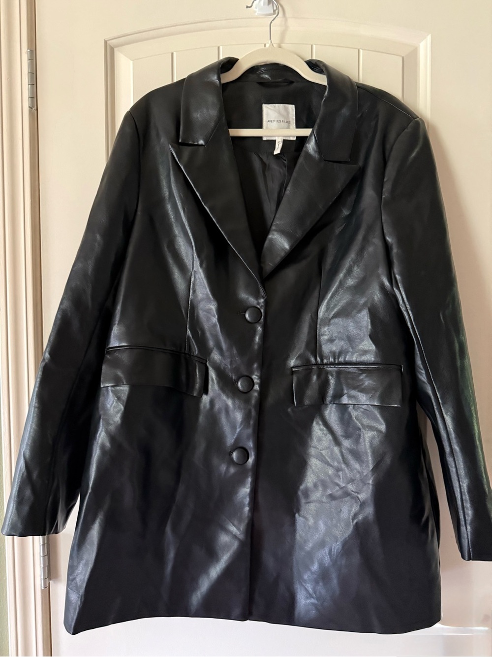 Avec Les Filles Oversized Vegan Leather Blazer Excellent Condition